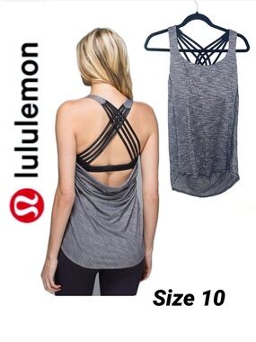 Lululemon Wild Tank Heathered Slate Coal Black size 10